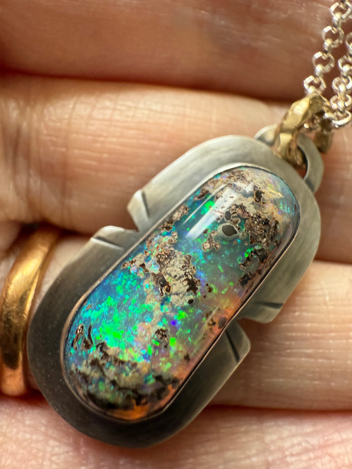 Unique Blue & Green Opal Pendant