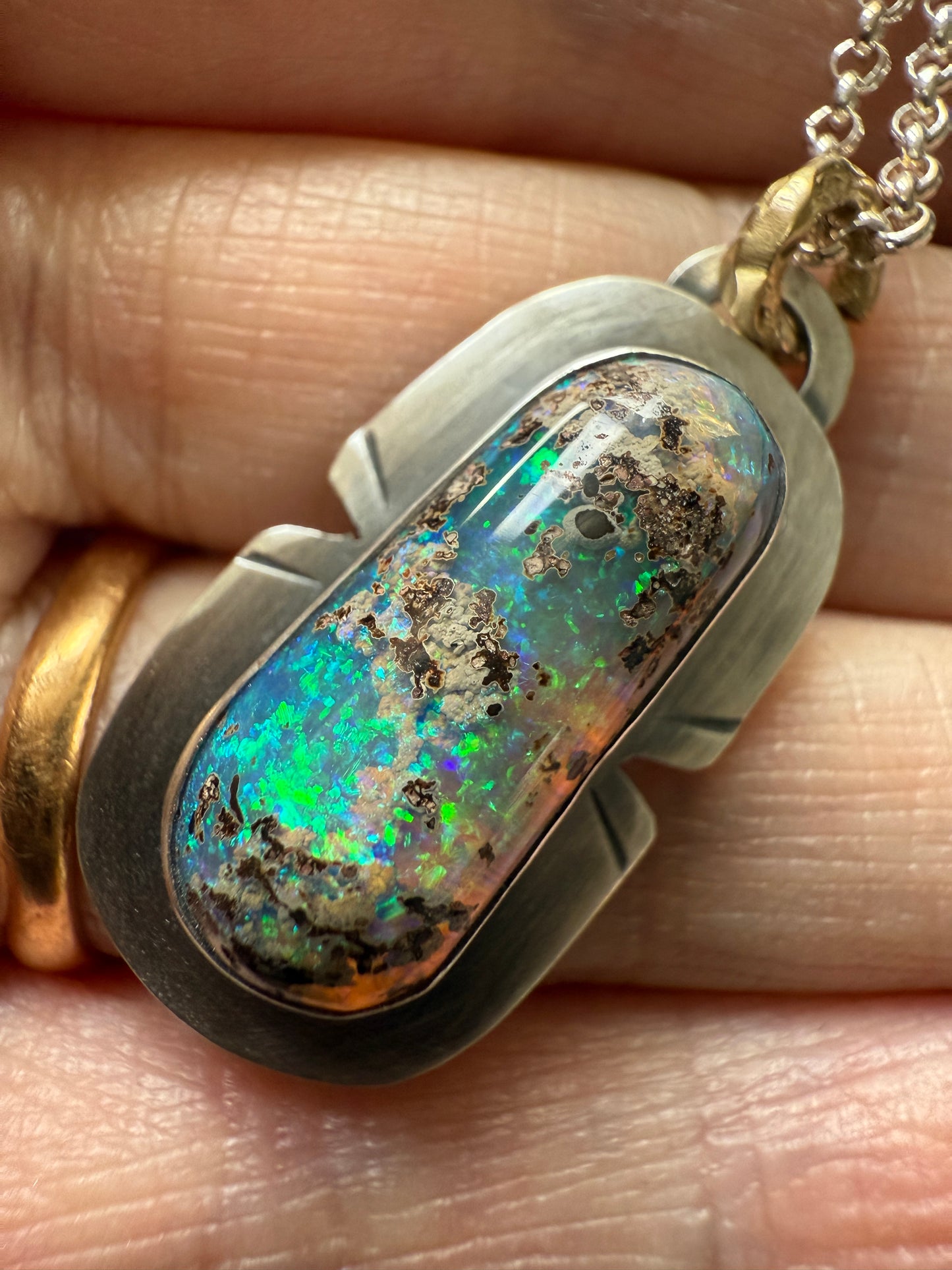 Unique Blue & Green Opal Pendant
