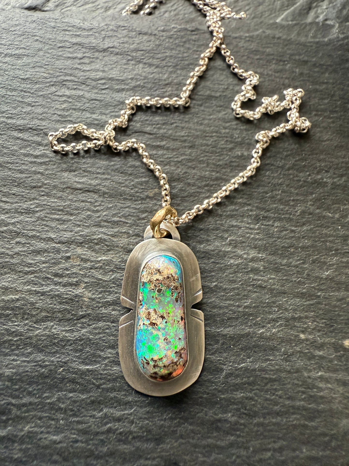 Unique Blue & Green Opal Pendant