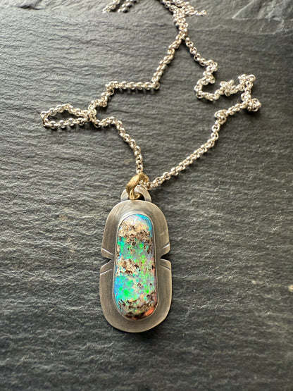 Unique Blue & Green Opal Pendant