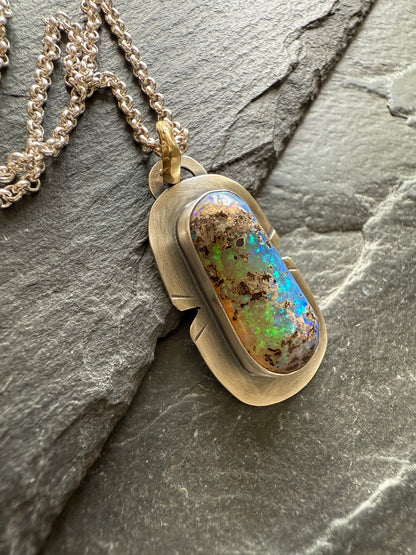 Unique Blue & Green Opal Pendant