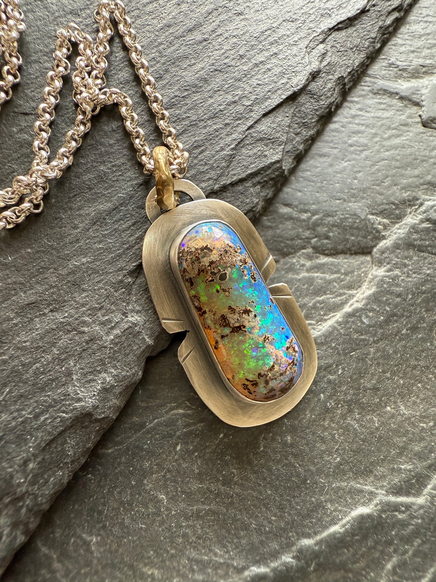 Unique Blue & Green Opal Pendant