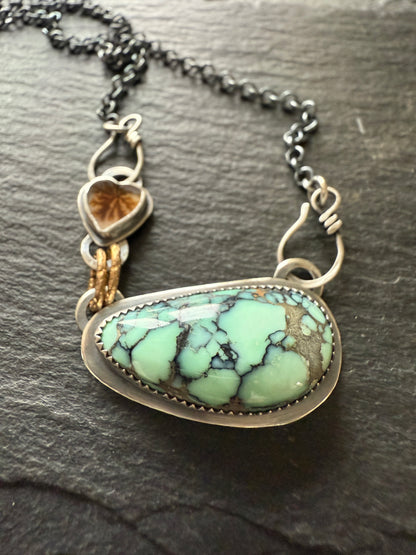 Variscite and Scenic Agate Pendant