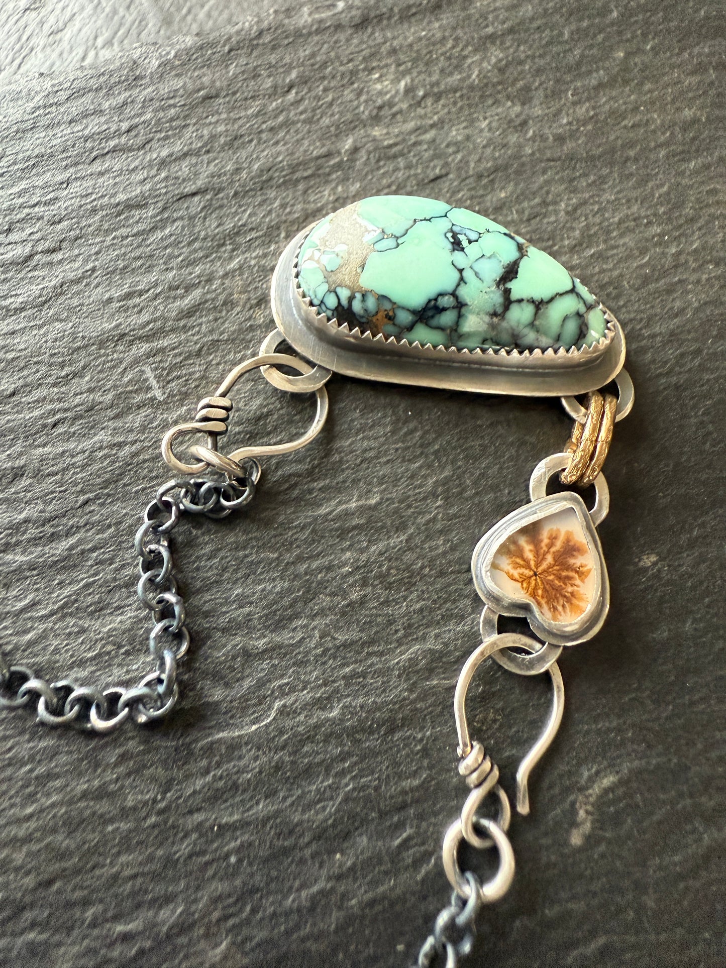 Variscite and Scenic Agate Pendant