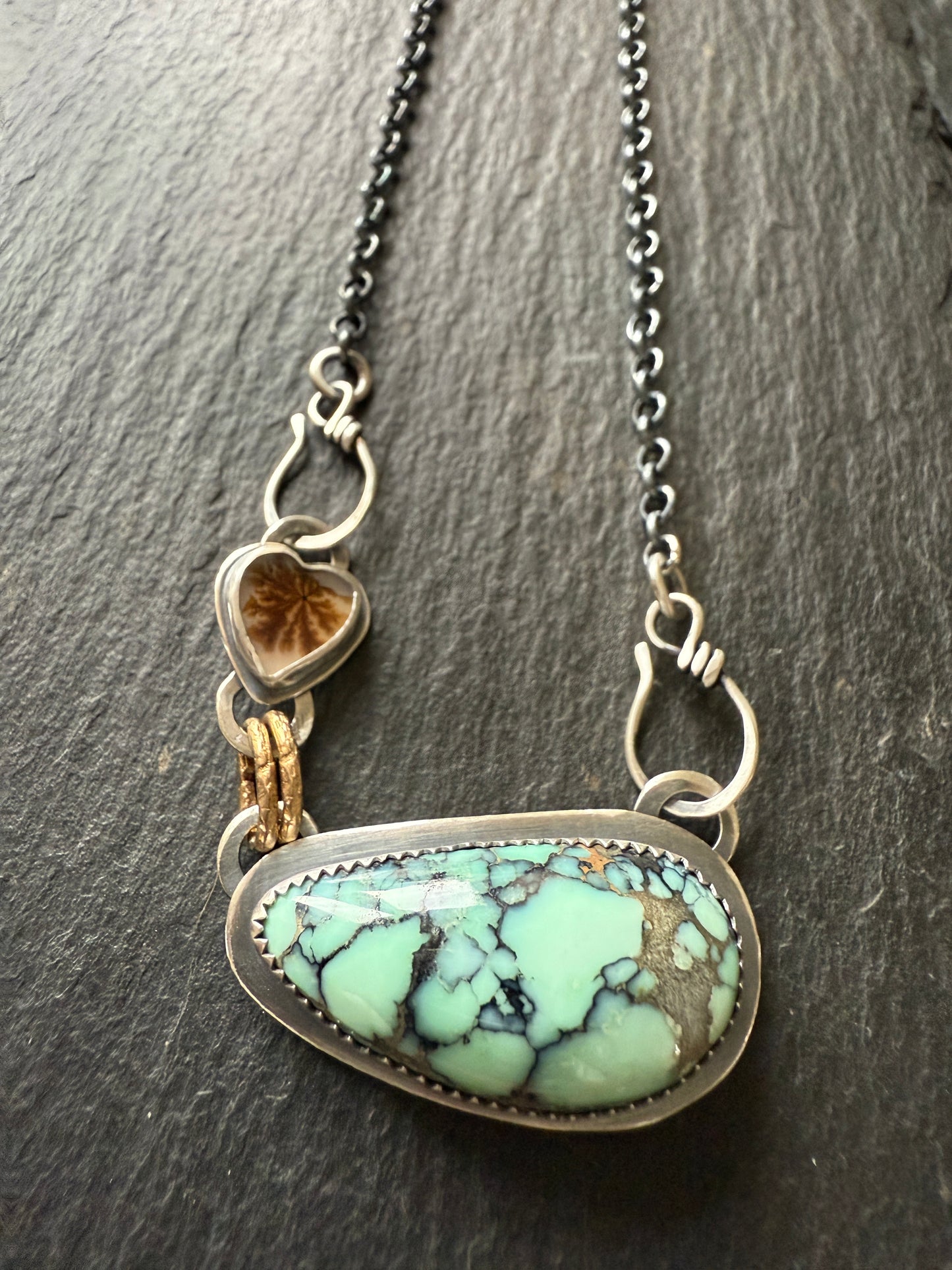 Variscite and Scenic Agate Pendant