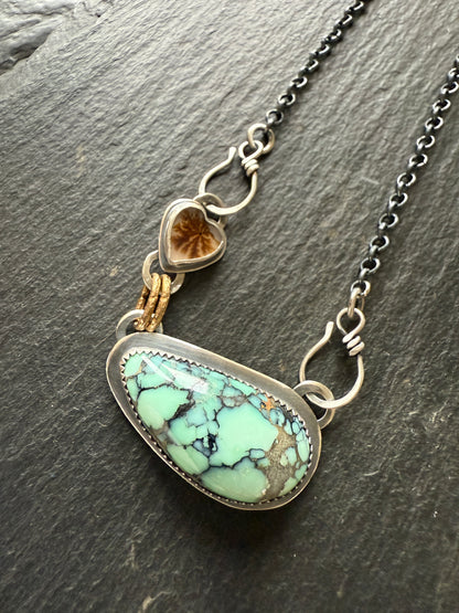Variscite and Scenic Agate Pendant
