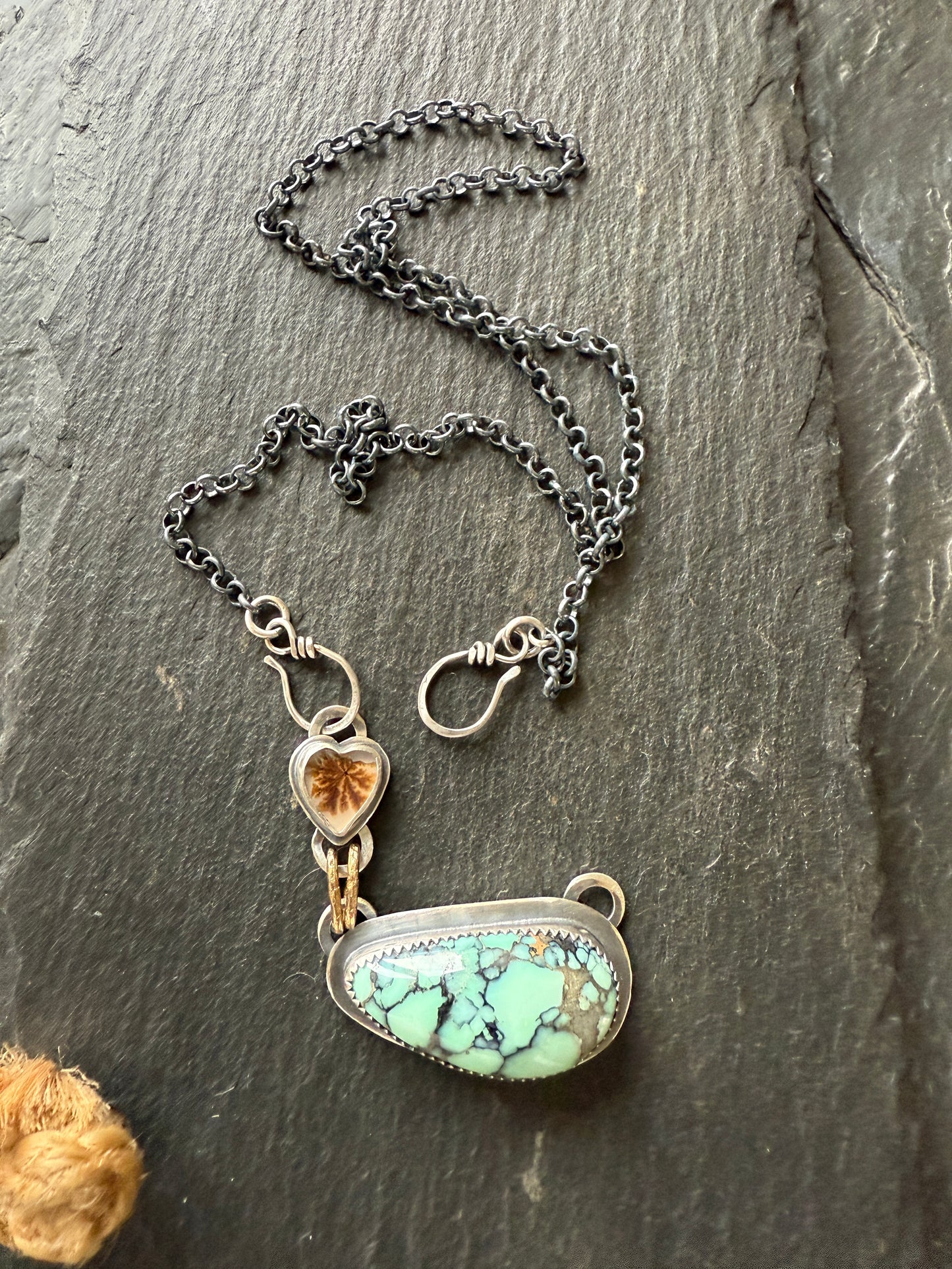 Variscite and Scenic Agate Pendant