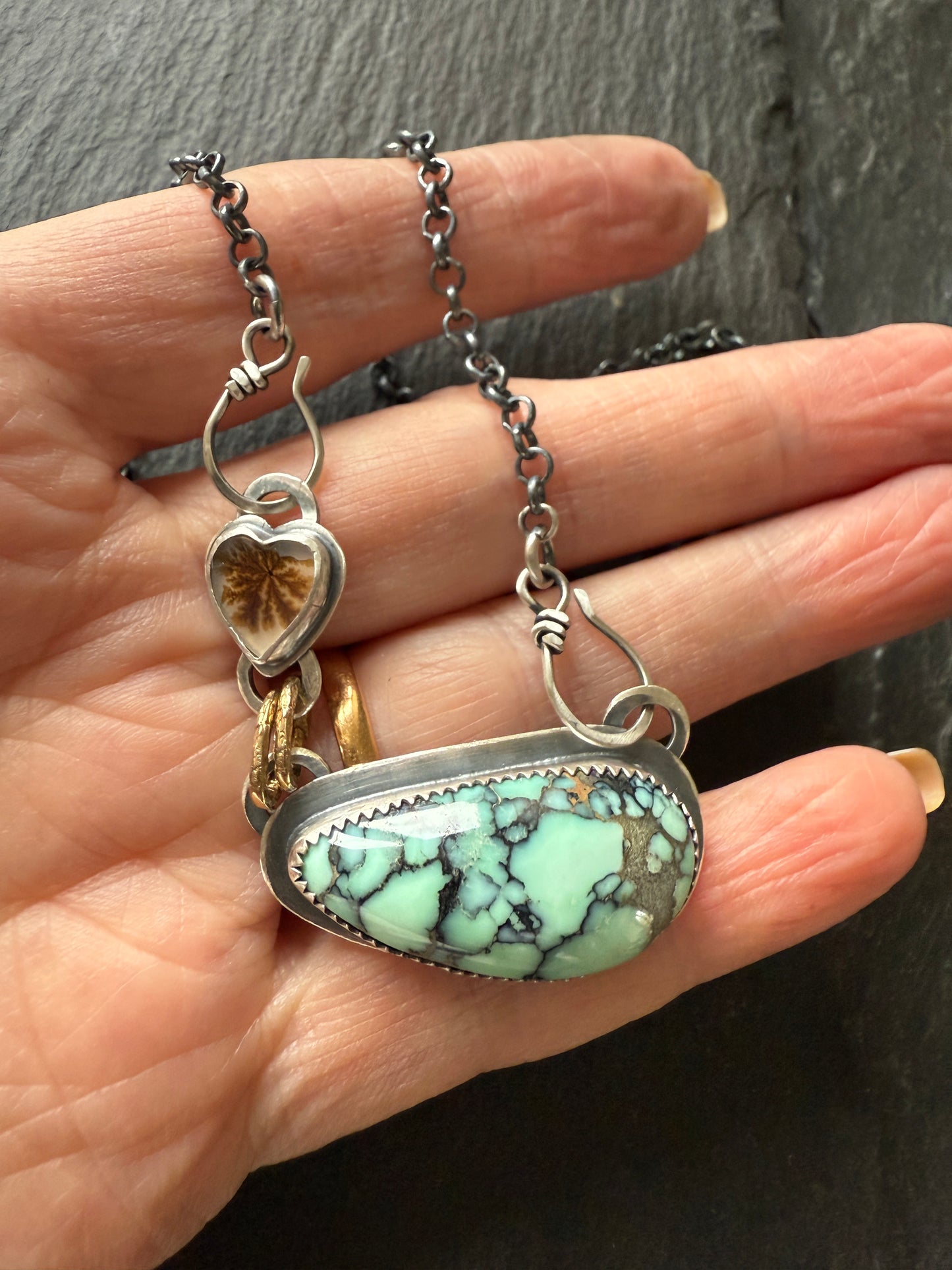 Variscite and Scenic Agate Pendant