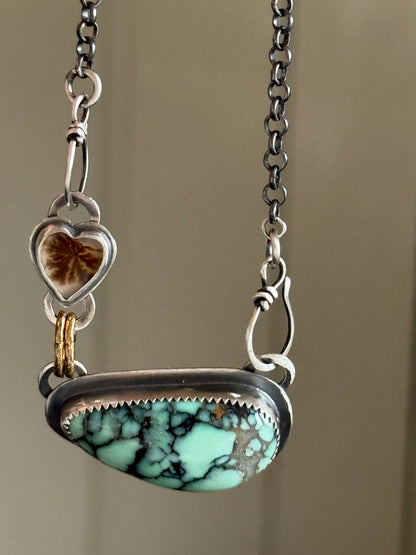 Variscite and Scenic Agate Pendant