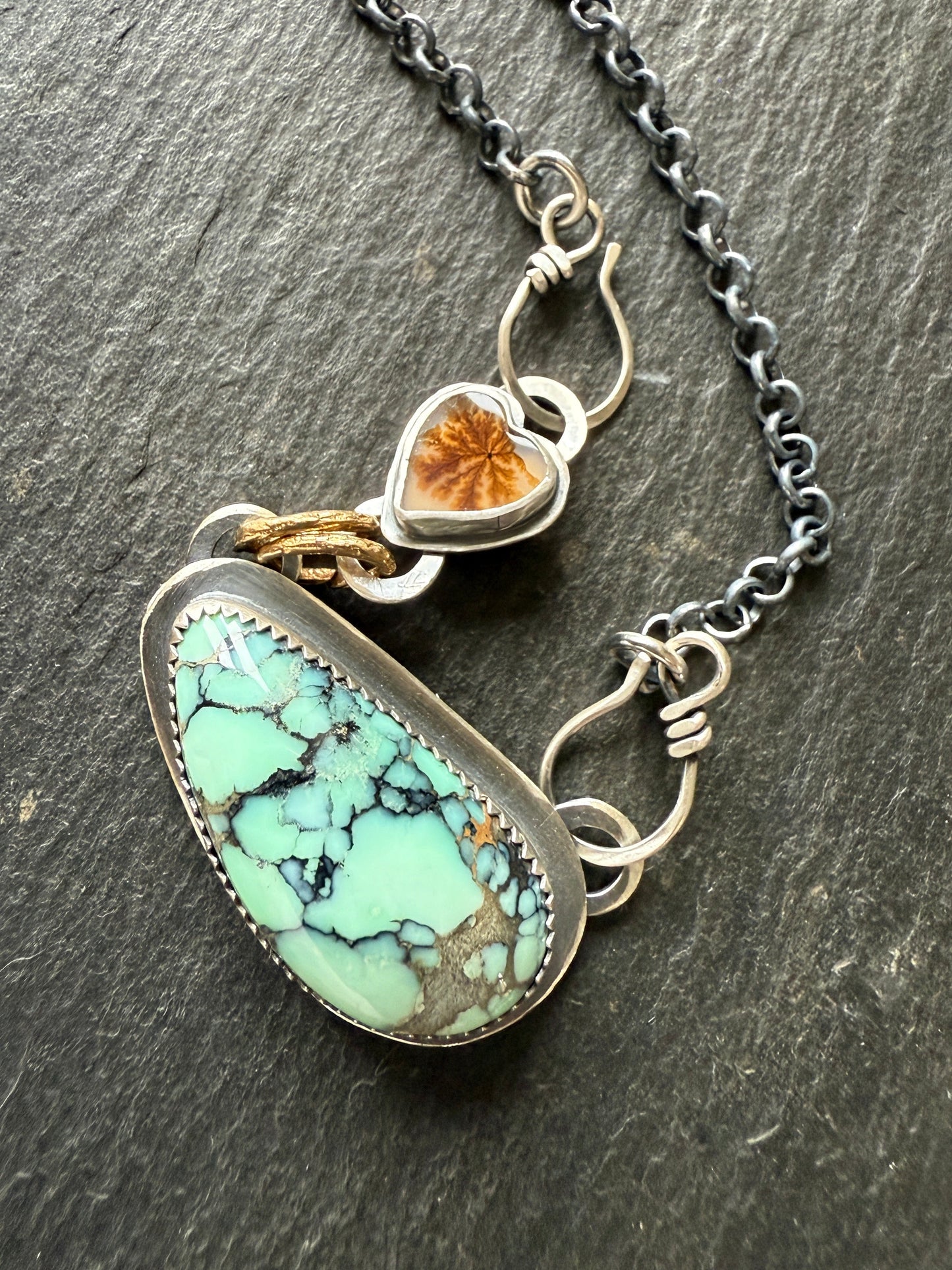 Variscite and Scenic Agate Pendant