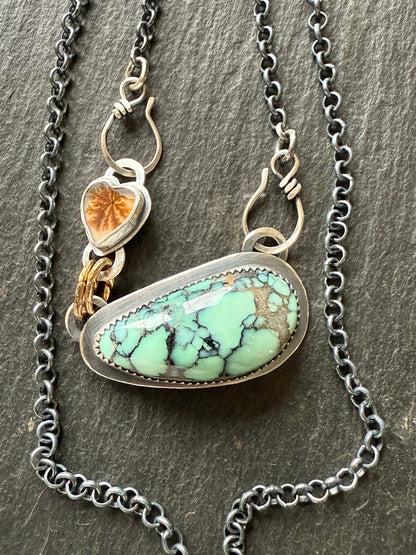 Variscite and Scenic Agate Pendant