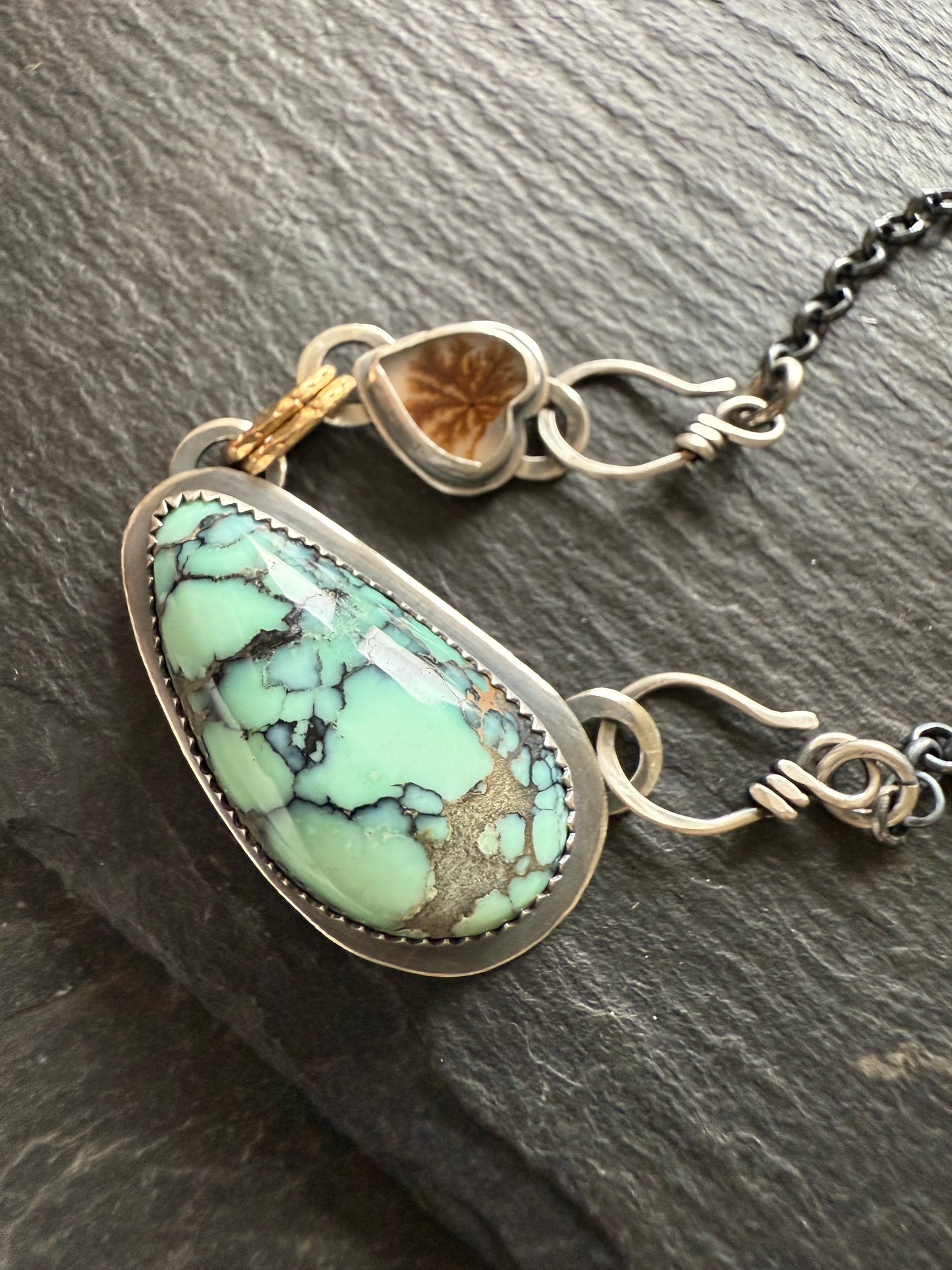 Variscite and Scenic Agate Pendant