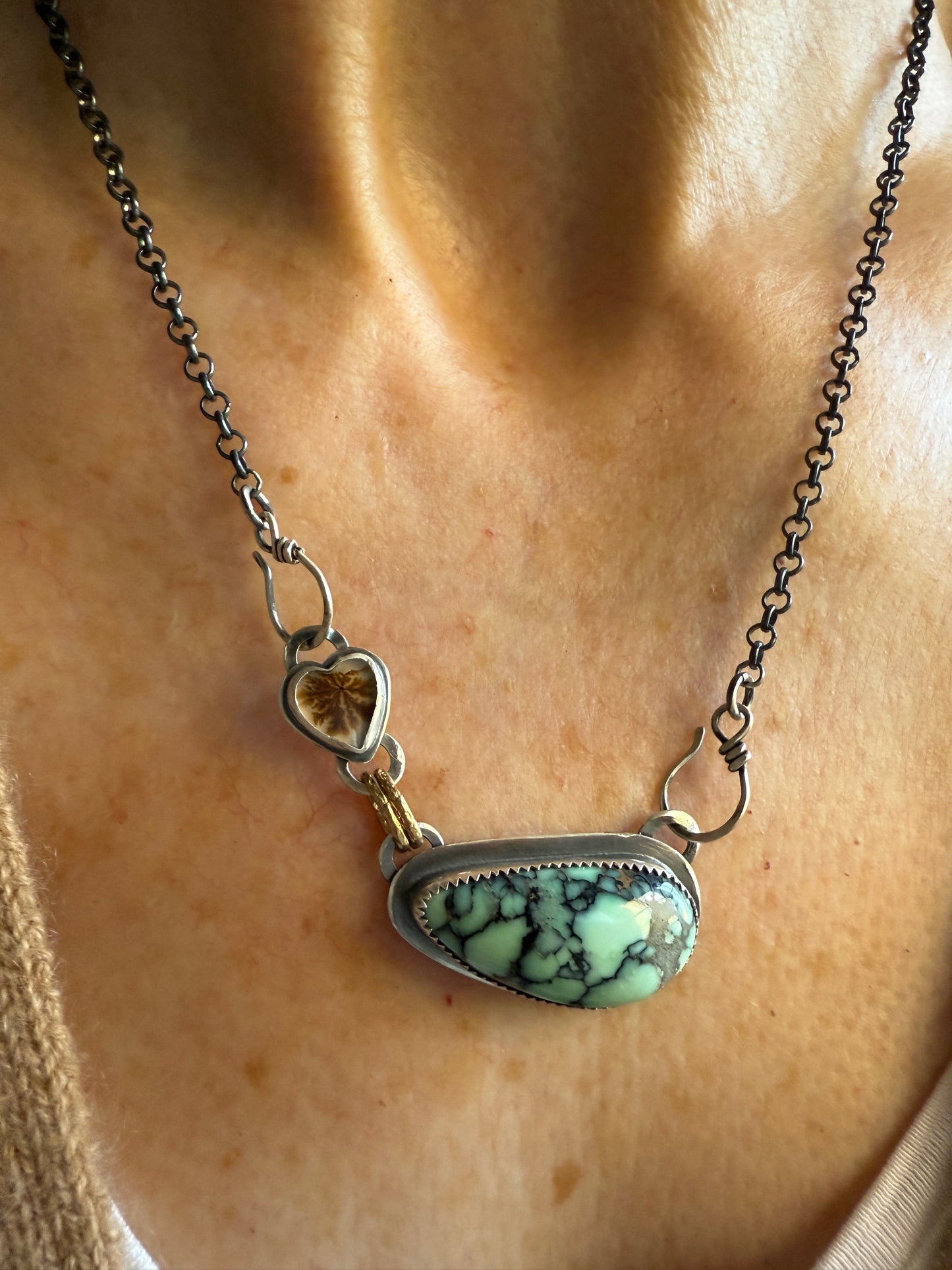 Variscite and Scenic Agate Pendant
