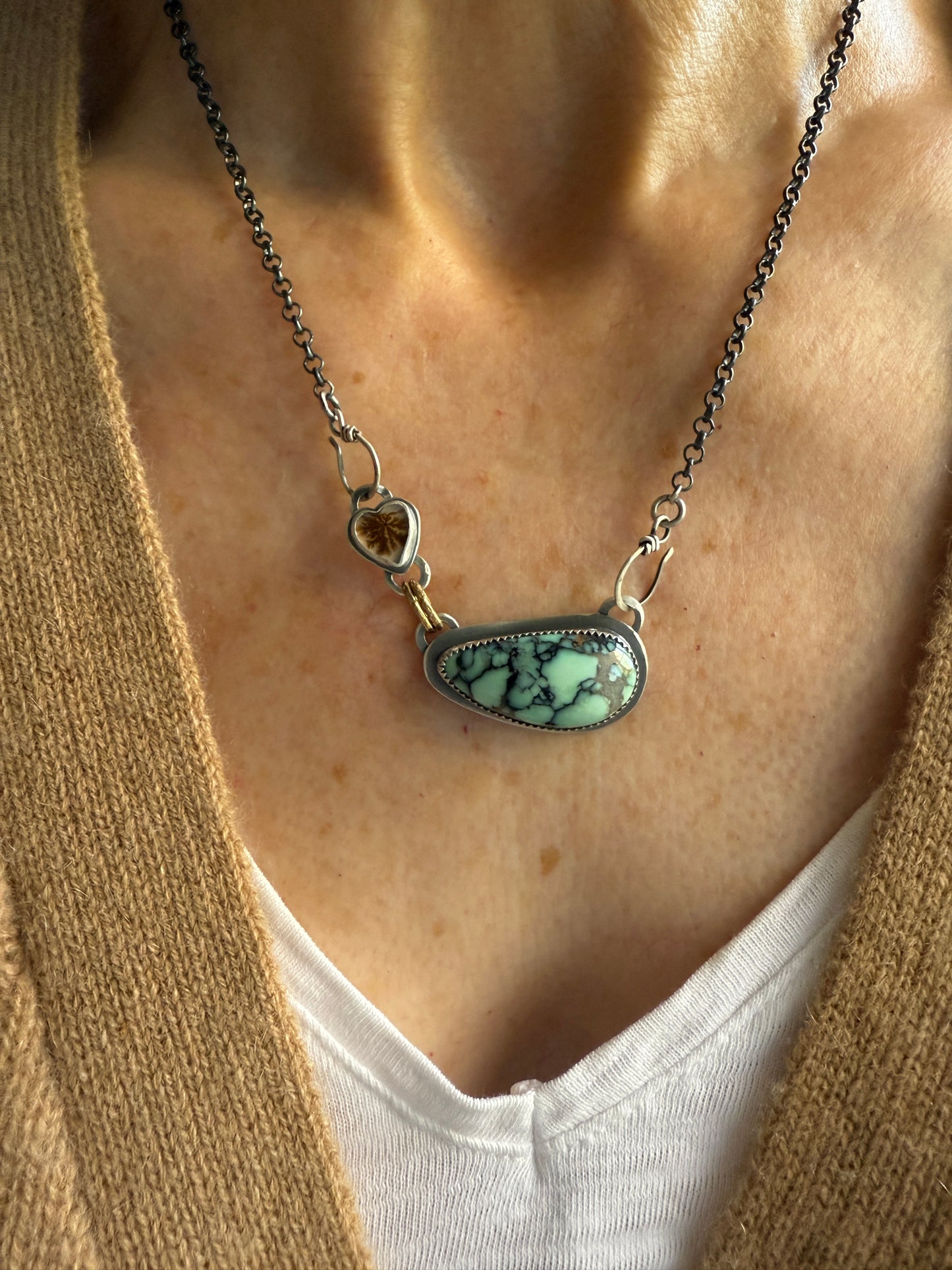 Variscite and Scenic Agate Pendant