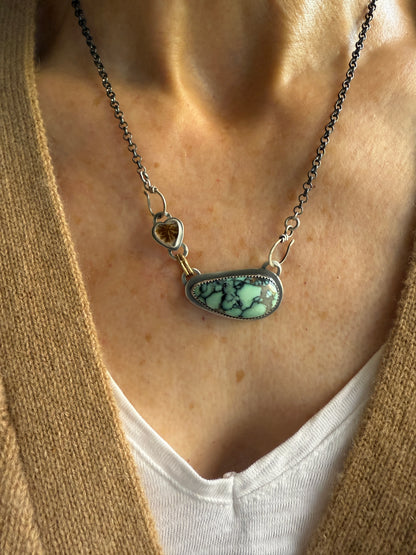 Variscite and Scenic Agate Pendant