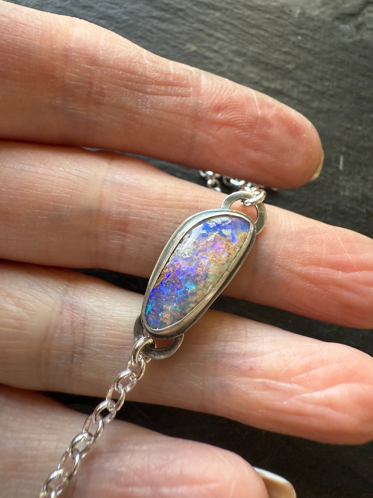 Purple Opal Chain Bracelet