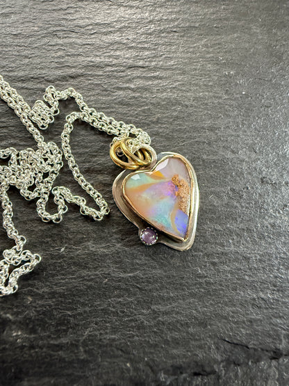 Heart Opal with Amethyst