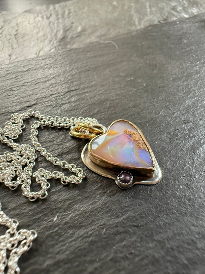 Heart Opal with Amethyst
