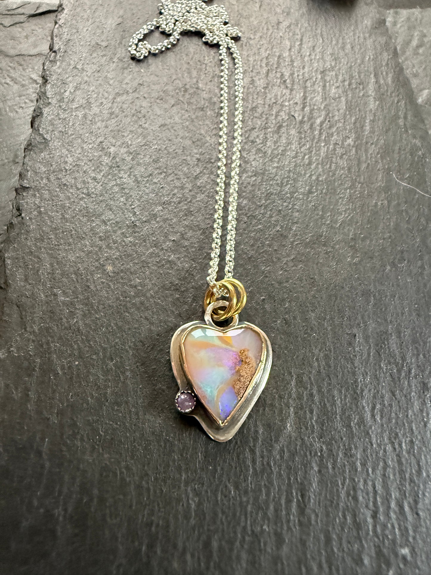 Heart Opal with Amethyst