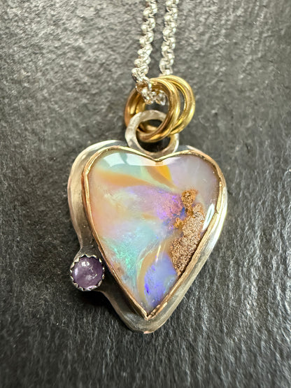 Heart Opal with Amethyst