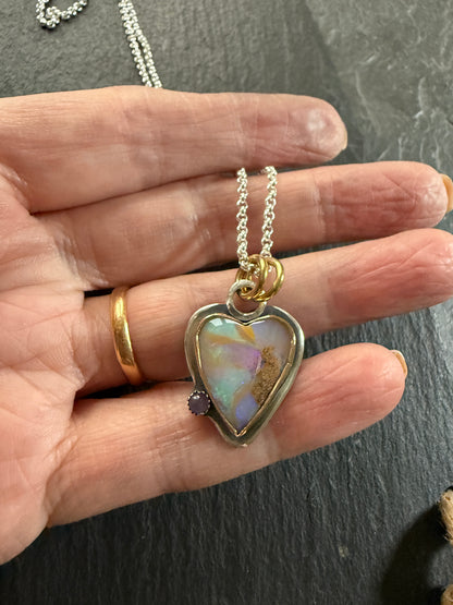Heart Opal with Amethyst
