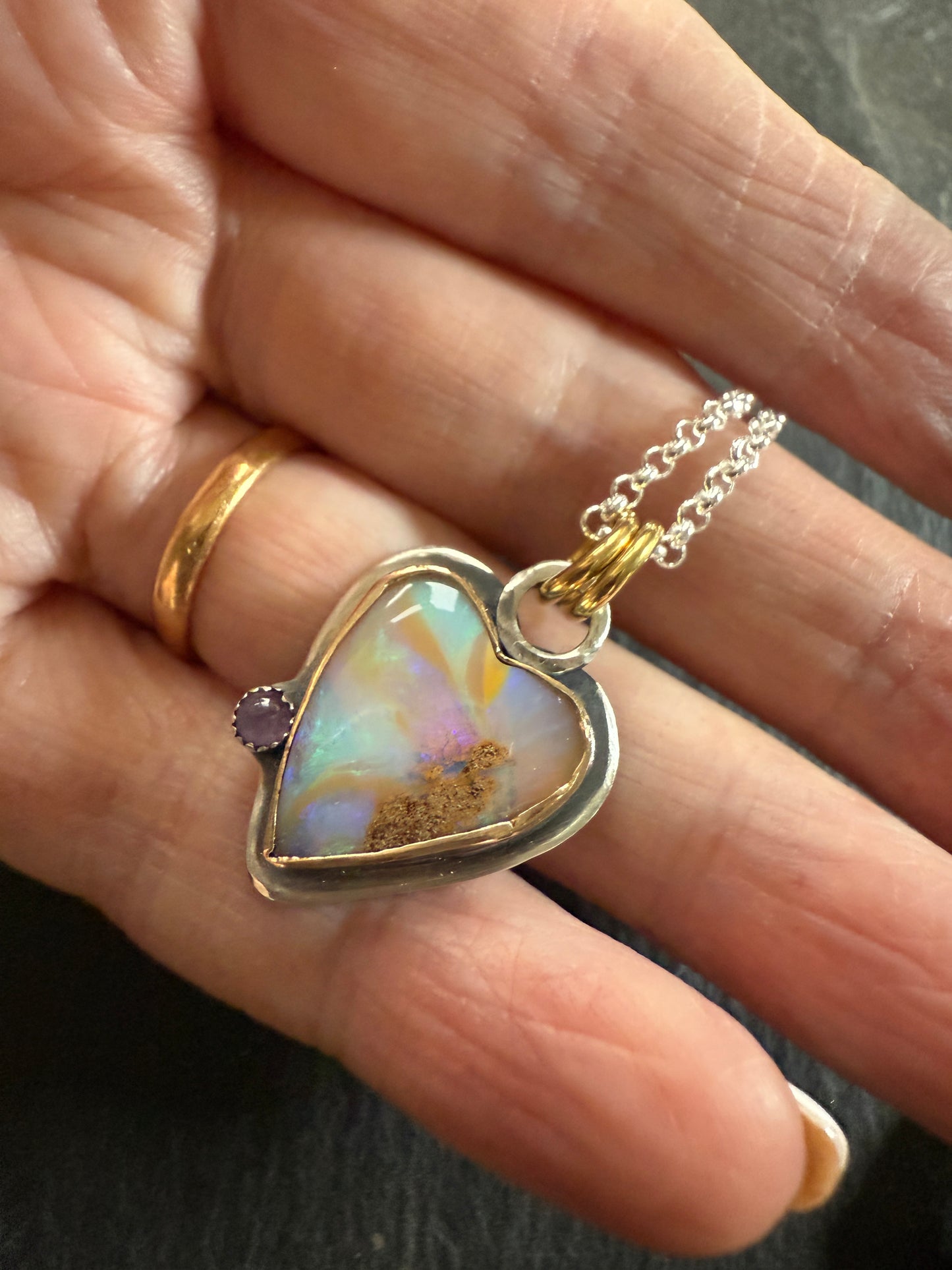Heart Opal with Amethyst
