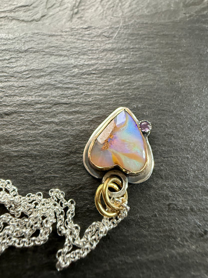 Heart Opal with Amethyst