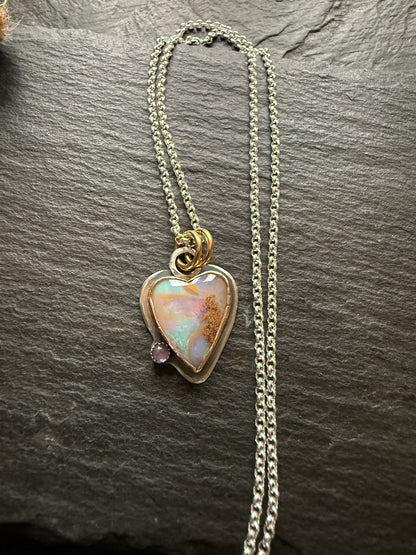 Heart Opal with Amethyst