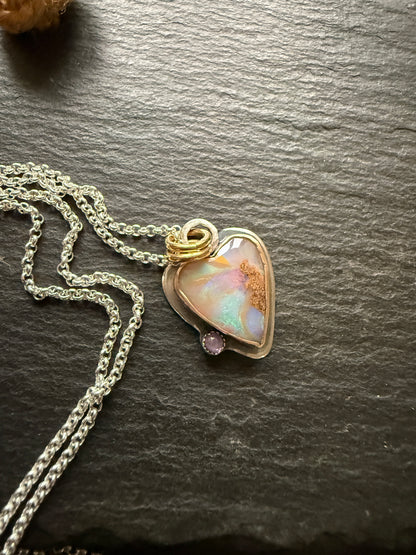 Heart Opal with Amethyst
