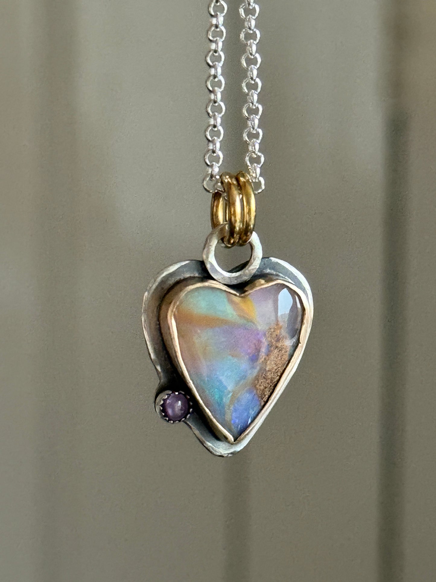 Heart Opal with Amethyst
