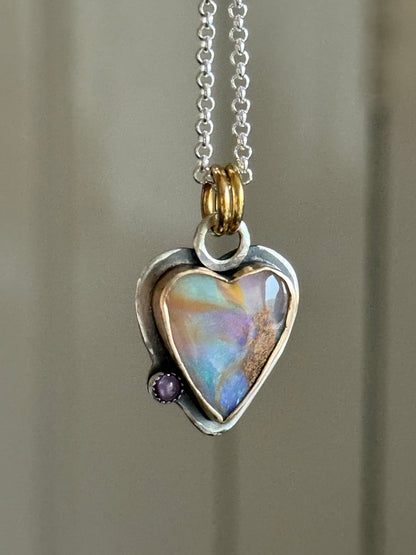 Heart Opal with Amethyst