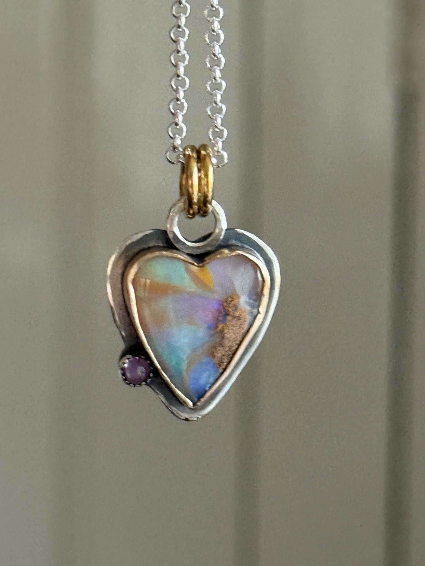 Heart Opal with Amethyst