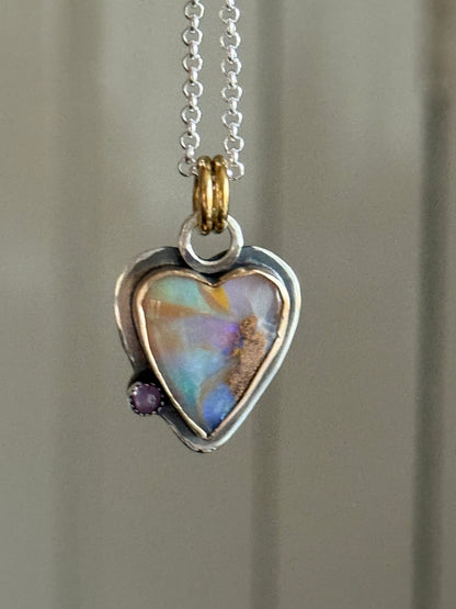 Heart Opal with Amethyst