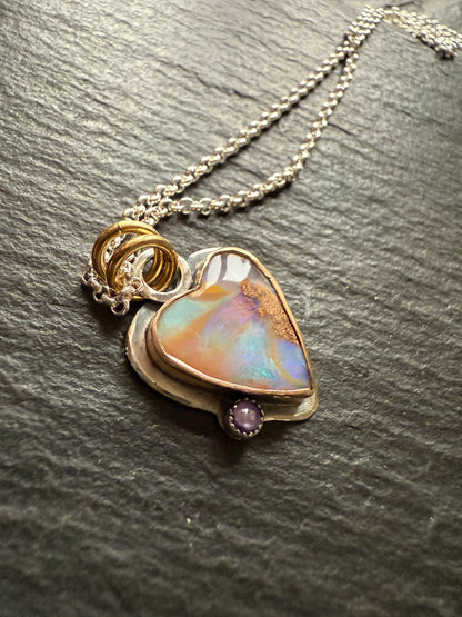 Heart Opal with Amethyst