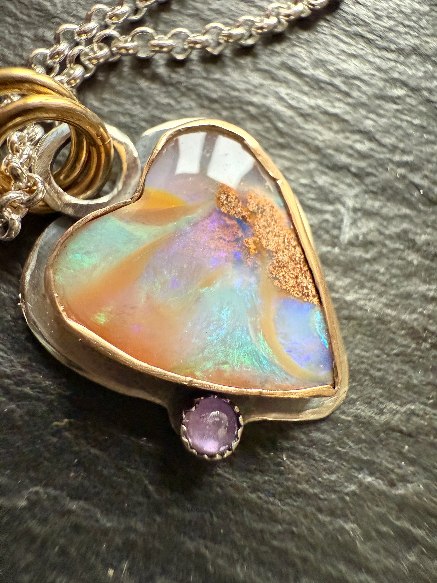 Heart Opal with Amethyst
