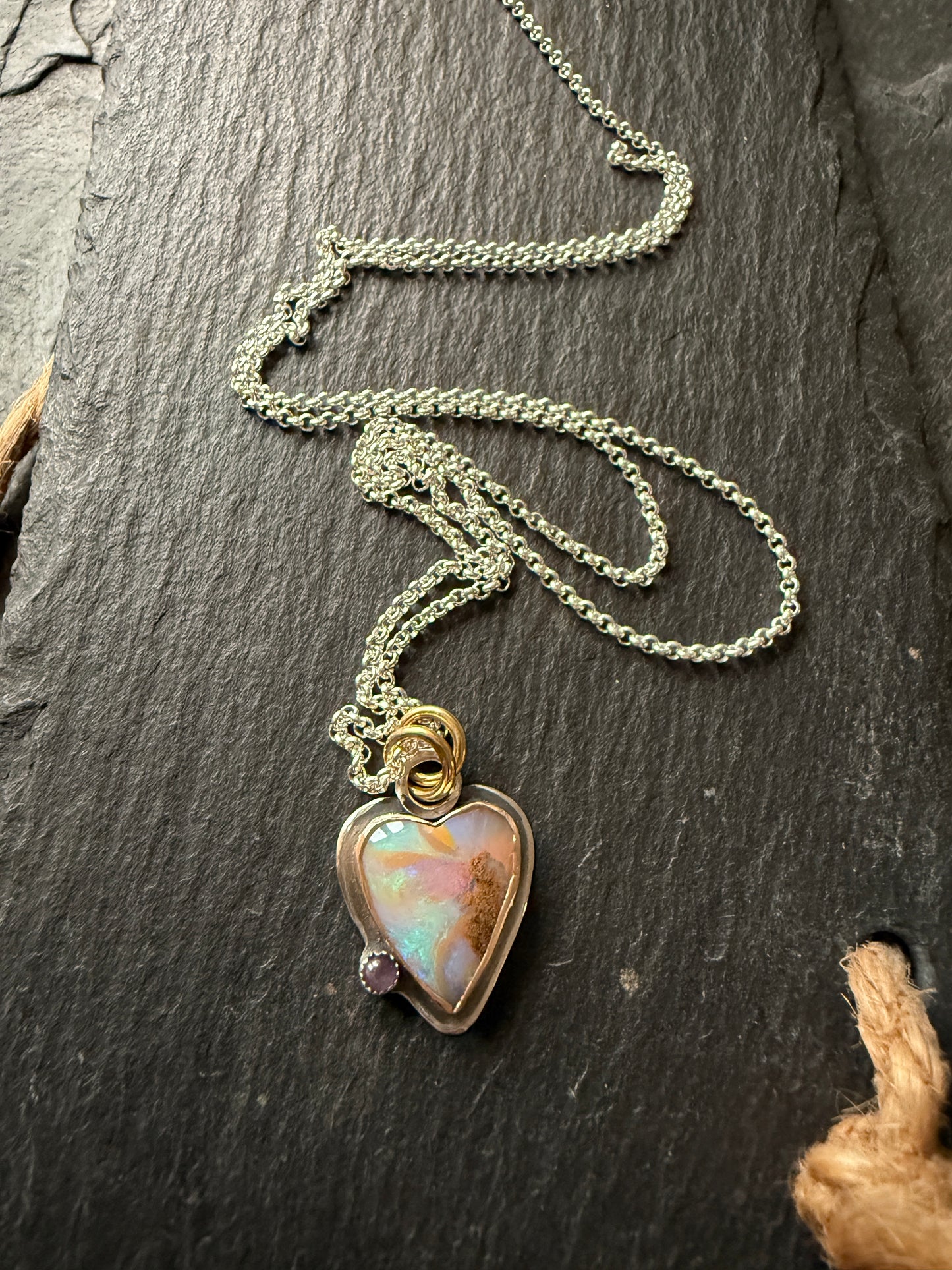 Heart Opal with Amethyst