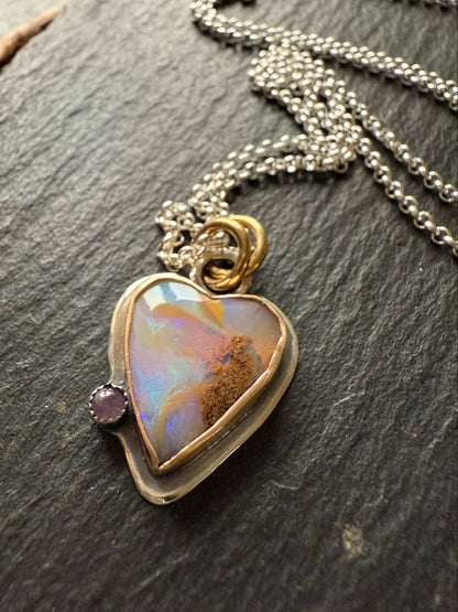 Heart Opal with Amethyst