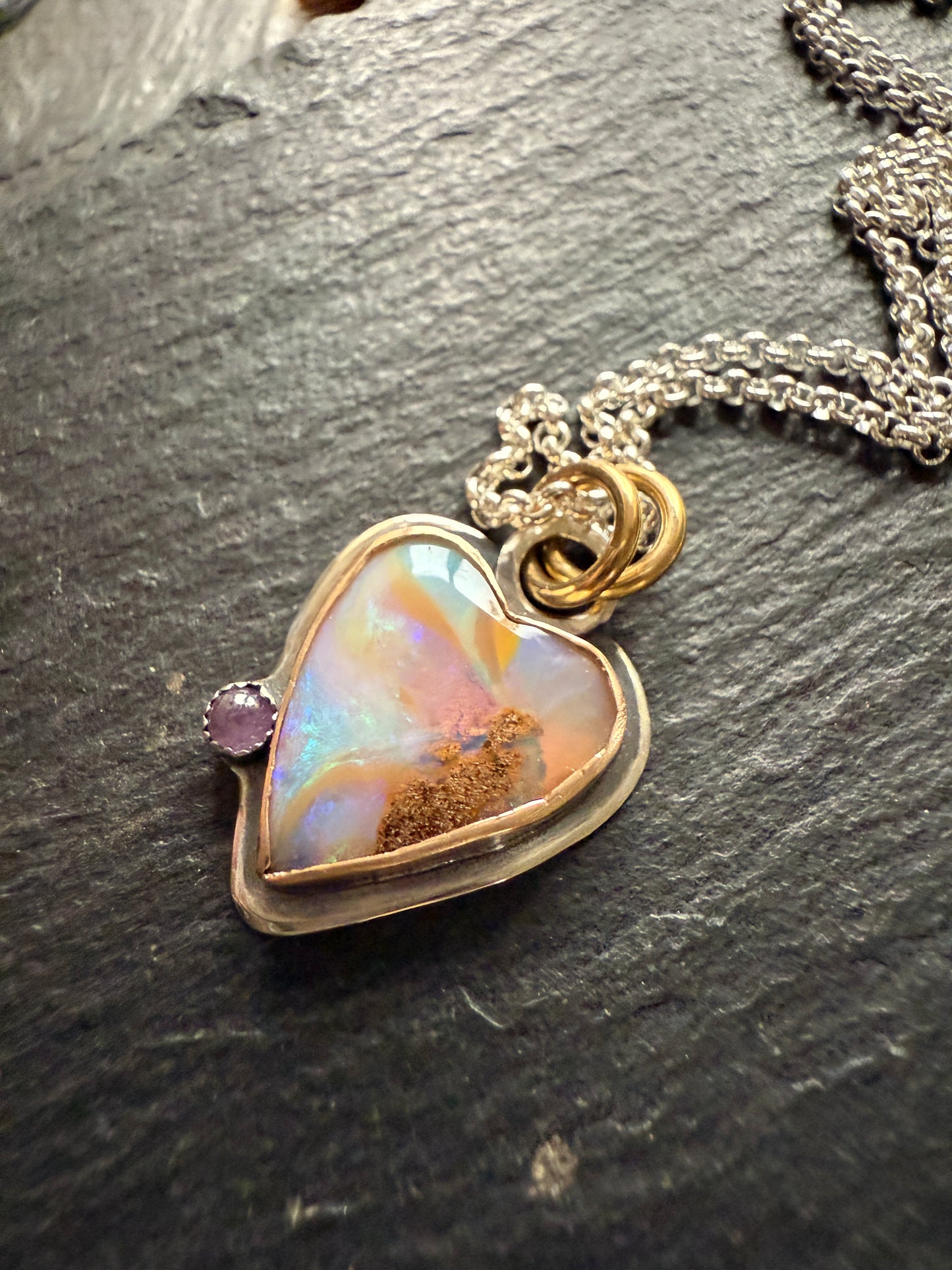 Heart Opal with Amethyst