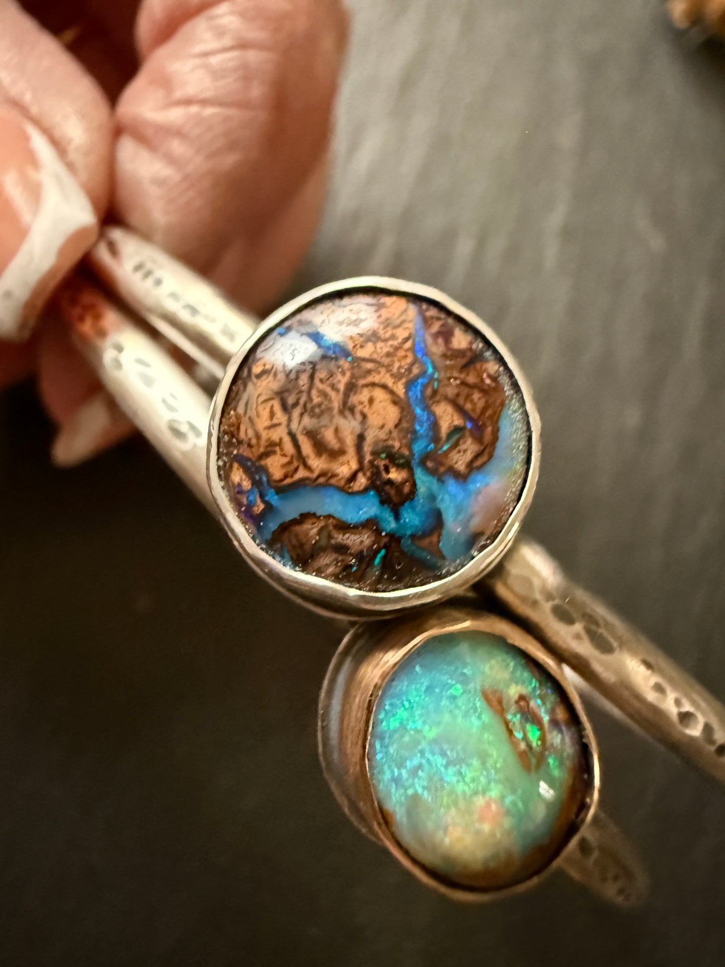 Boulder Opal Bangle: Choose Purple or Aqua