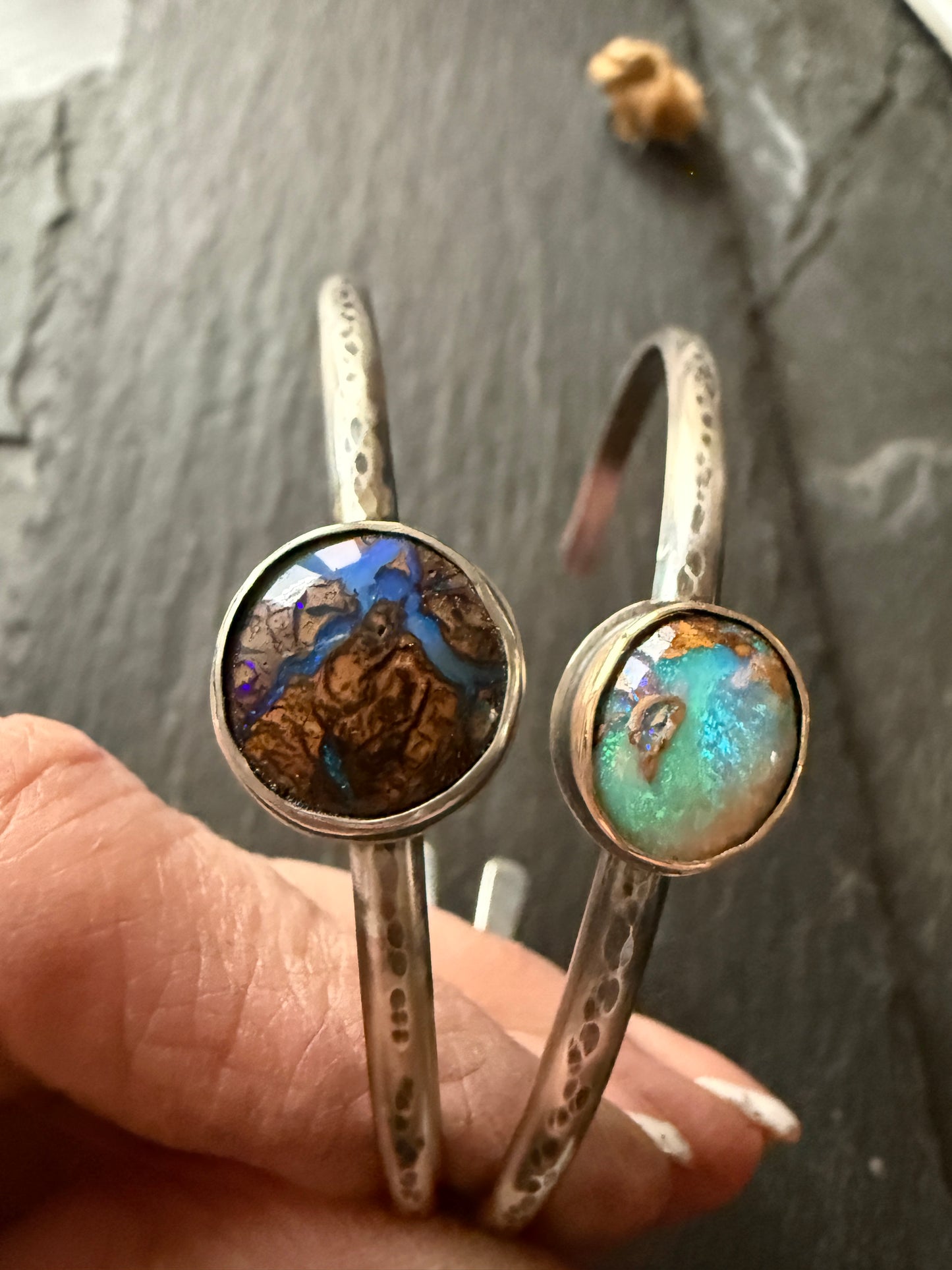 Boulder Opal Bangle: Choose Purple or Aqua