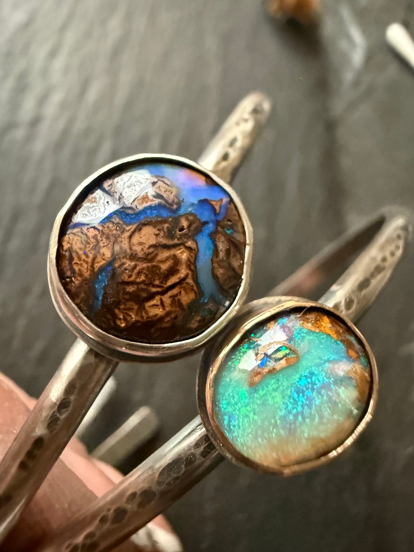 Boulder Opal Bangle: Choose Purple or Aqua