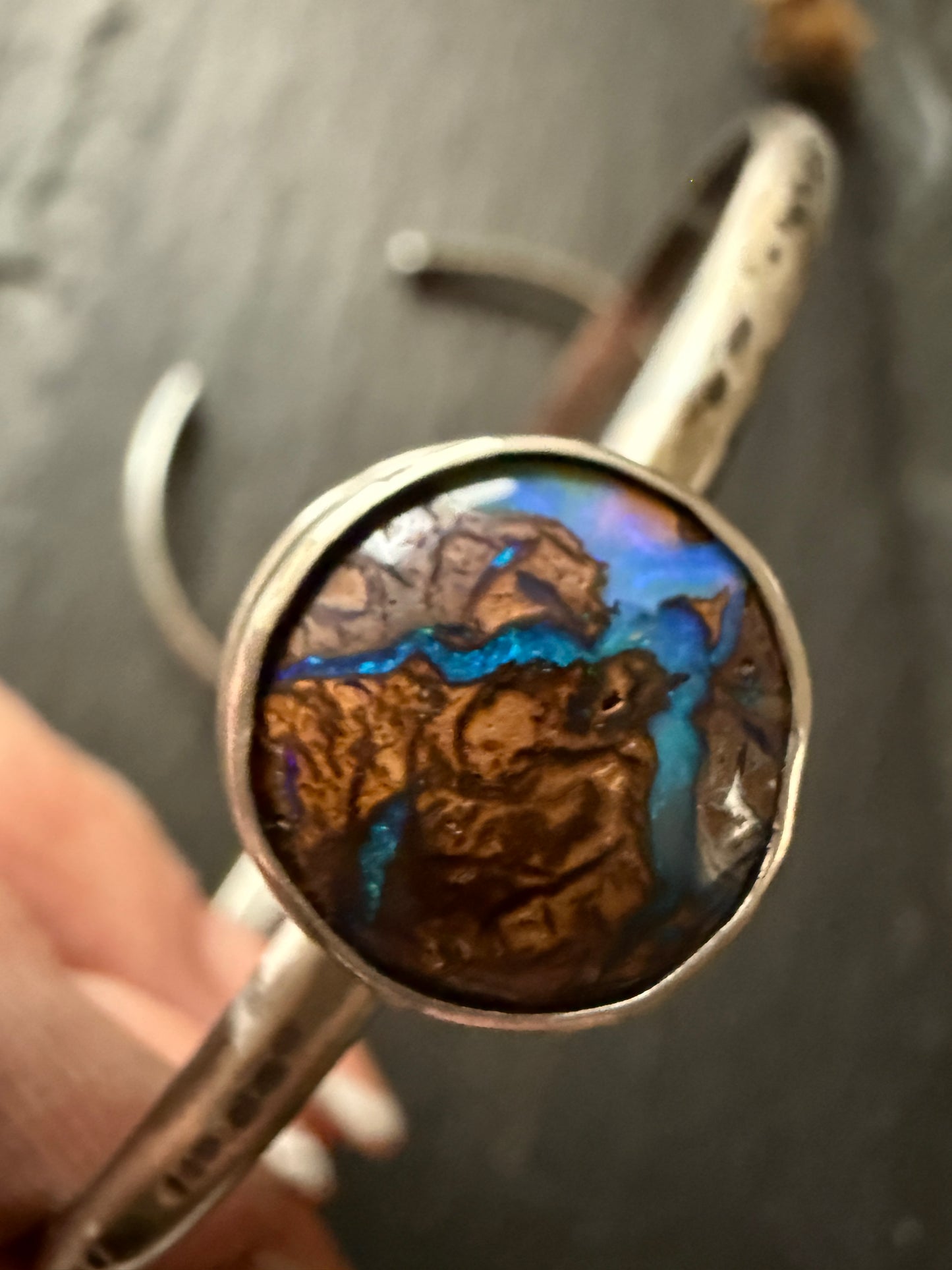 Boulder Opal Bangle: Choose Purple or Aqua