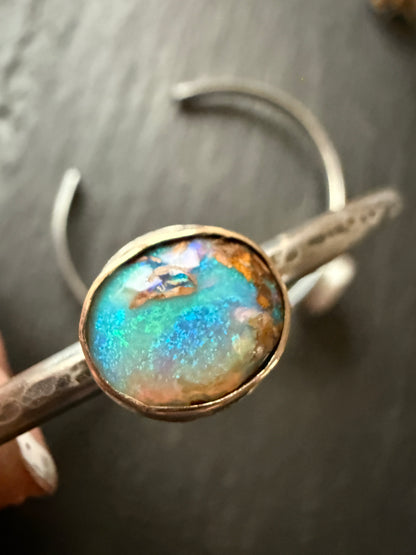 Boulder Opal Bangle: Choose Purple or Aqua