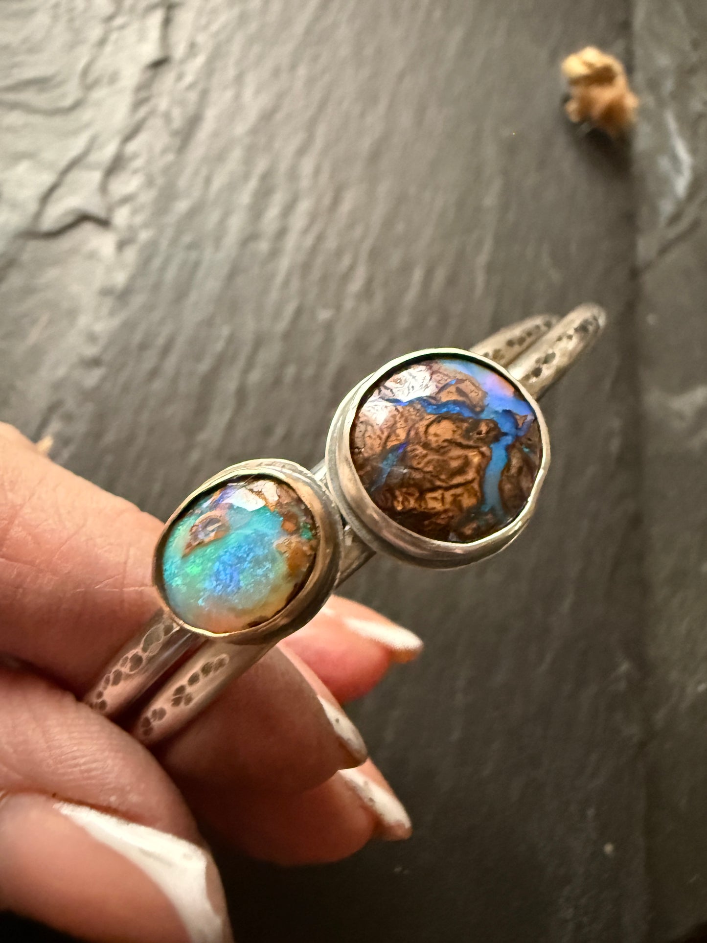 Boulder Opal Bangle: Choose Purple or Aqua