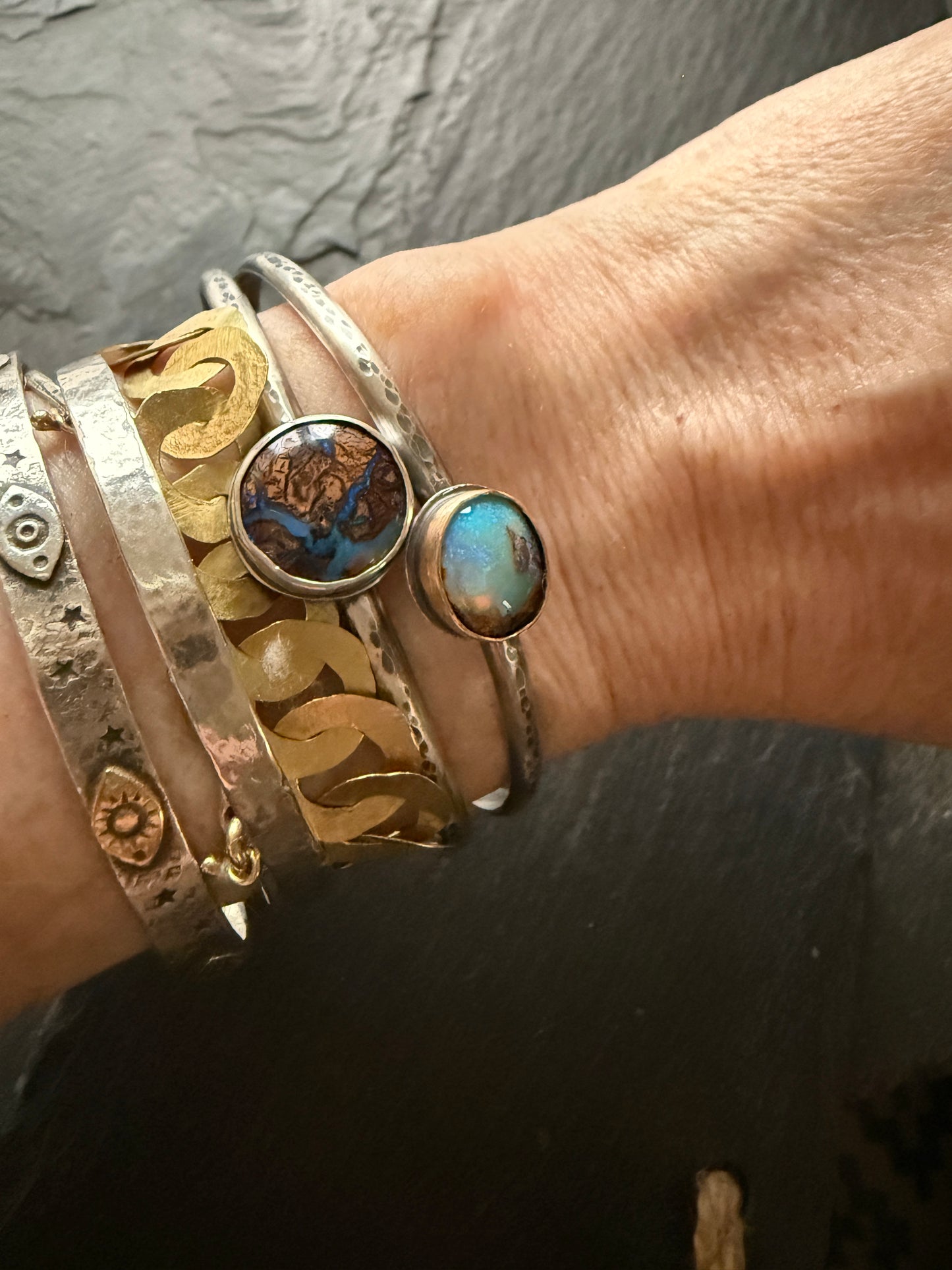 Boulder Opal Bangle: Choose Purple or Aqua