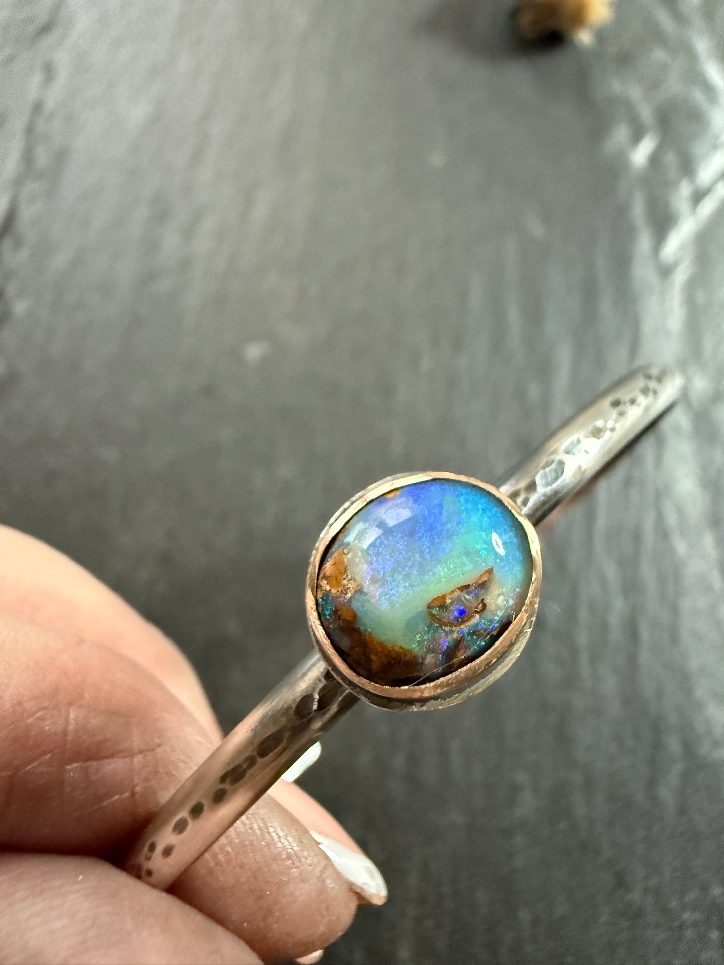 Boulder Opal Bangle: Choose Purple or Aqua