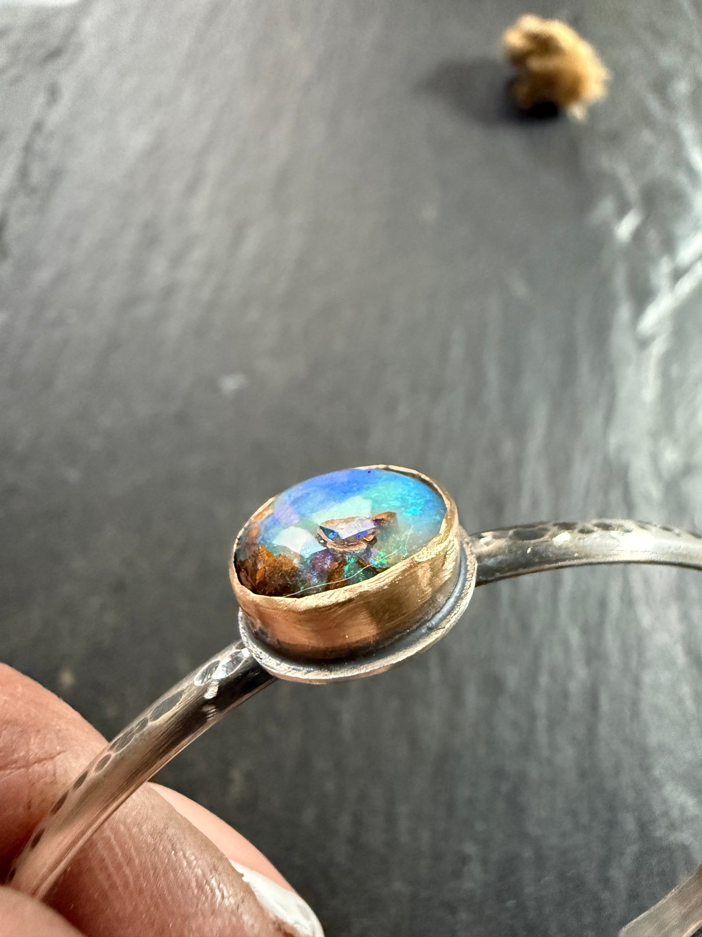 Boulder Opal Bangle: Choose Purple or Aqua