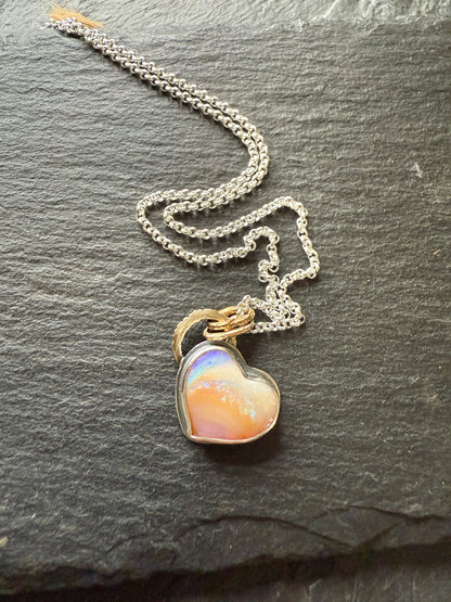 Peach Heart Opal Necklace
