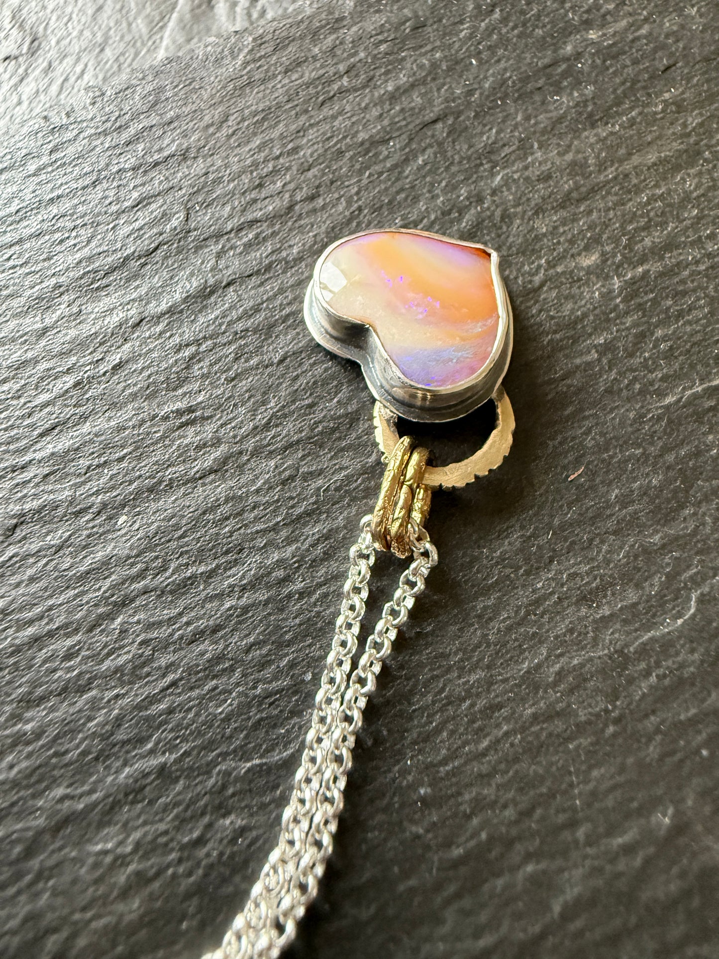 Peach Heart Opal Necklace