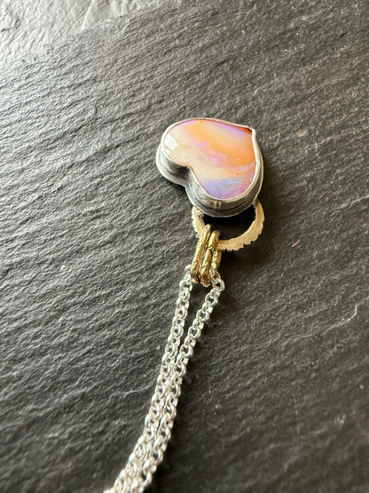 Peach Heart Opal Necklace